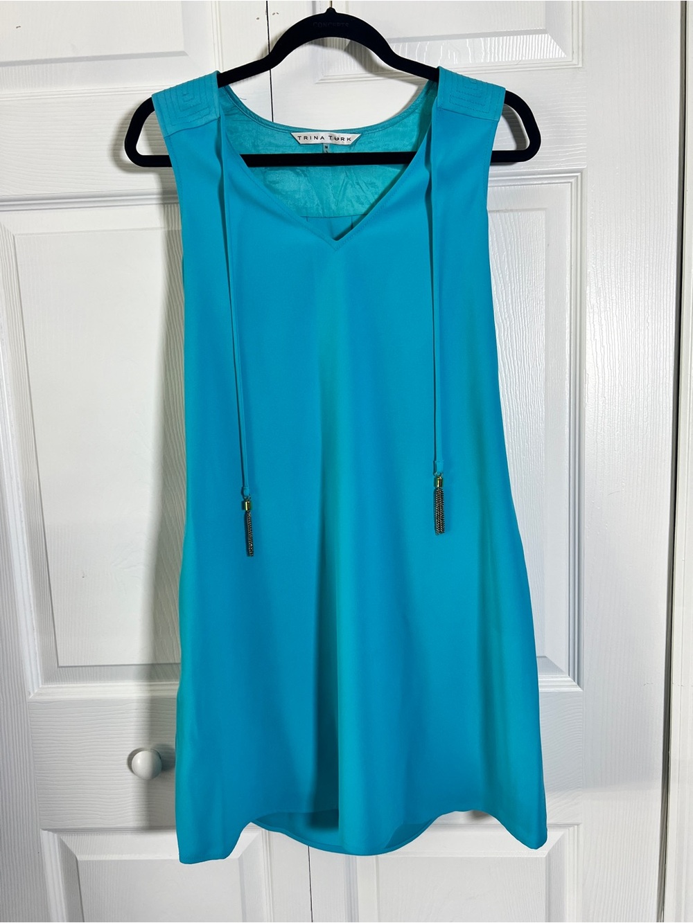 Trina Turk Turquoise Sleeveless V-Neck Dress